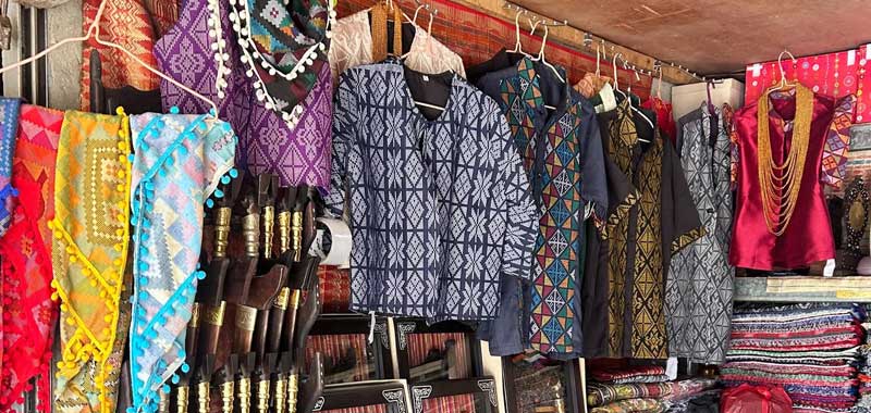 Handwoven Yakan textiles on display at Yakan Weaving Village, Zamboanga City